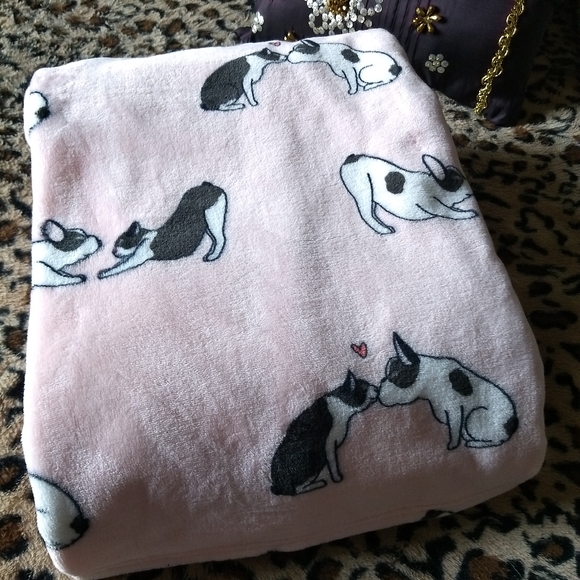 🐾French Bulldog Blanket Plush Throw Pink - Picture 7 of 9